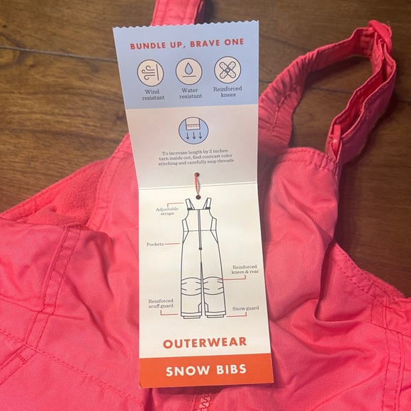 Cat & Jack Vibrant Pink Snow Bib, Size S - Picture 2 of 4